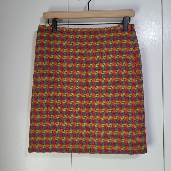 J. McLaughlin Women's Sz 4 Wool Blend Print Mini Pencil Skirt Houndstooth - Picture 2 of 5